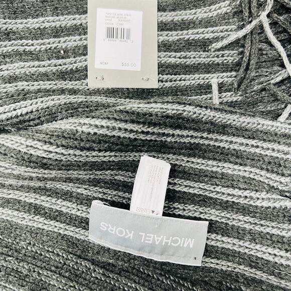 NEW! Michael Kors Skinny Knit Scarf Casual Winter Charcoal Gray OSFA - Picture 4 of 4